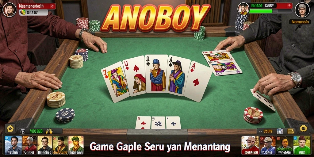 Screenshot gameplay Gaple yang seru dan interaktif di ANOBOY.