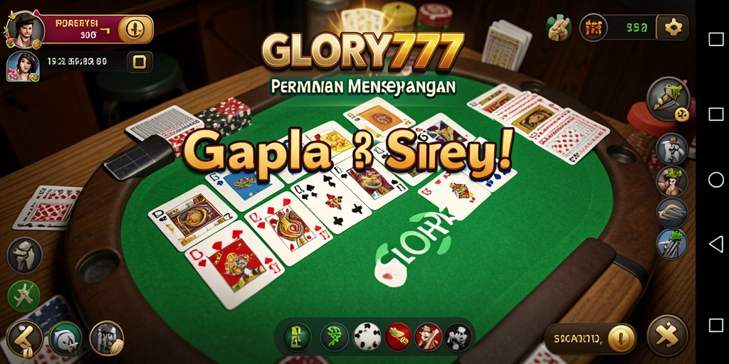 Screenshot gameplay GLORY777 yang menampilkan suasana permainan Gaple.