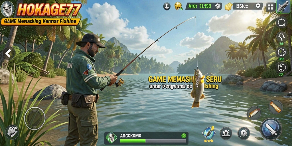 Tampilan gameplay HOKAGE77 yang menarik saat menangkap ikan.