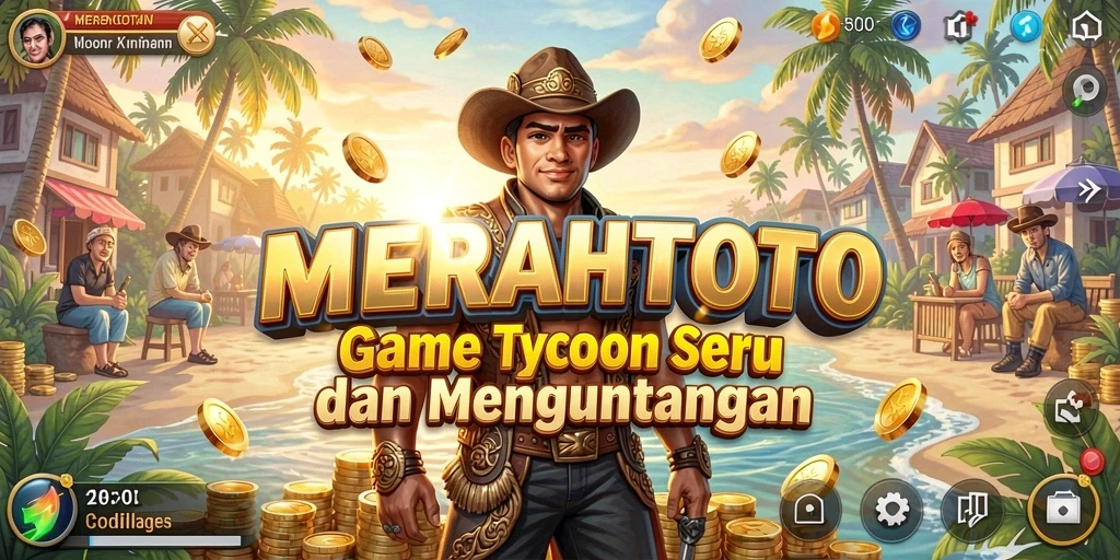 Gameplay Tycoon seru dalam MERAHTOTO yang menantang strategi dan kreativitas.