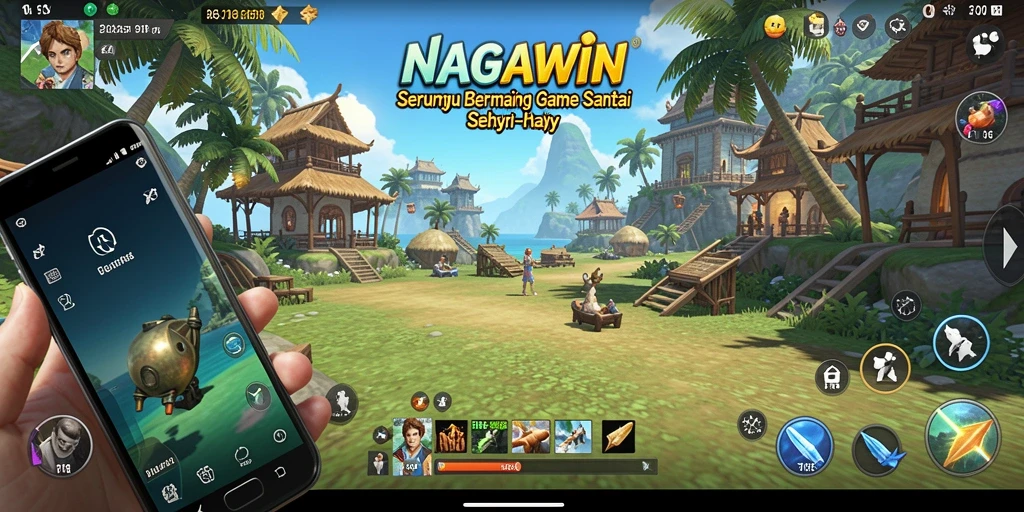 Screenshot utama NAGAWIN menampilkan gameplay santai dan seru.