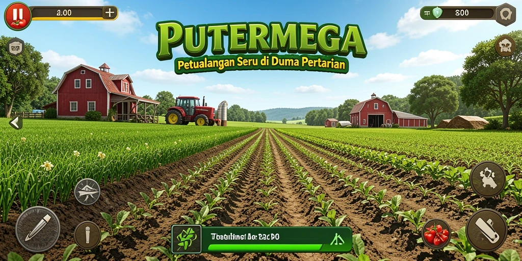 Gameplay PUTERMEGA yang menarik dengan suasana pertanian yang indah.