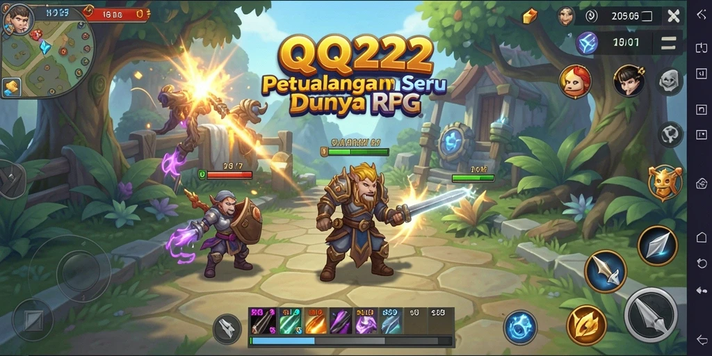 Screenshot menampilkan aksi seru dalam permainan RPG QQ222.