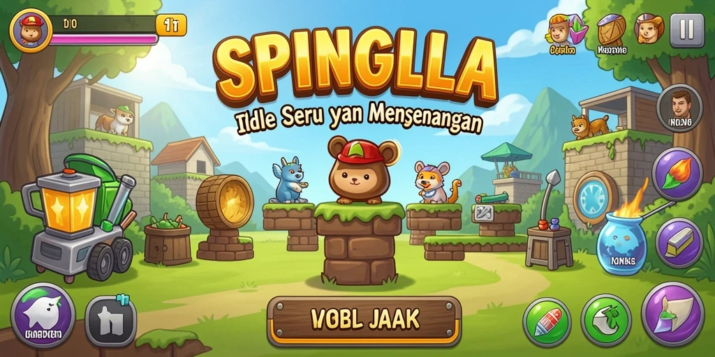 Tangkapan layar SPINGILA menampilkan gameplay Idle yang menarik dan interaktif.