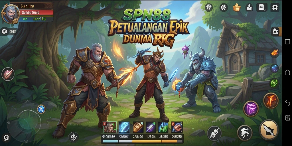 Tampilan gameplay SPN88 saat karakter bertempur di dunia RPG.