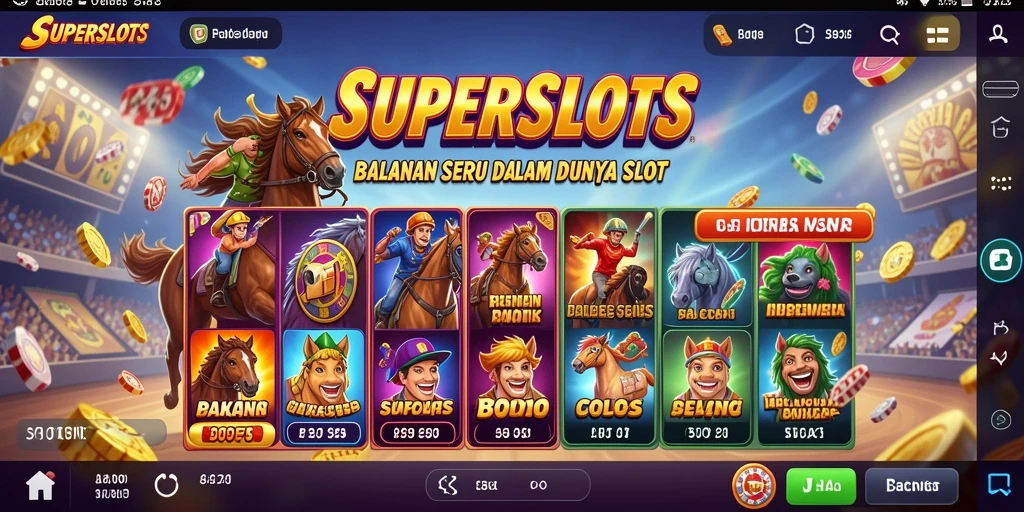 Screenshot menunjukkan aksi balapan seru dalam <strong>SUPERSLOTS</strong> dengan elemen slot yang menarik.