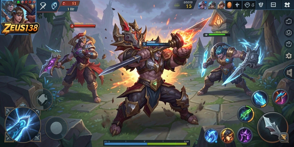 Tampilan seru gameplay MOBA yang mendebarkan di ZEUS138.